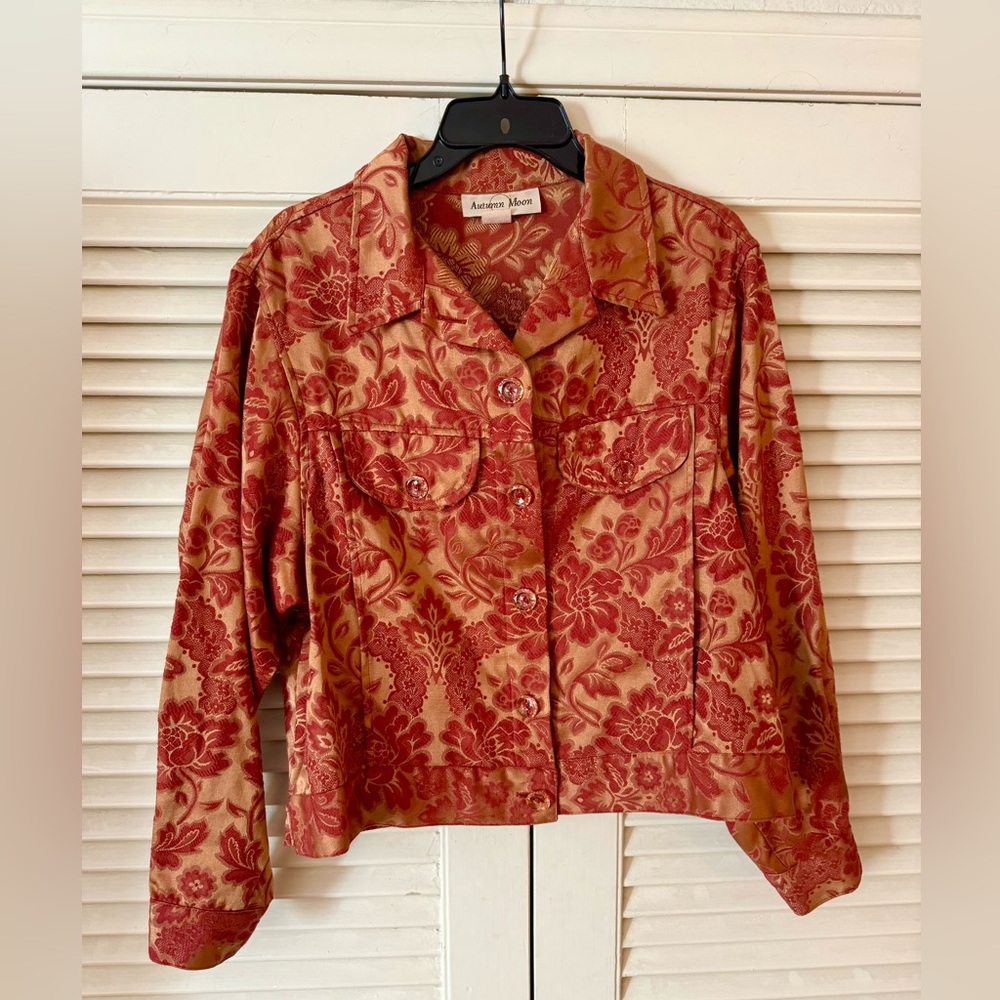 AUTUMN MOON COPPER & RUSSET JEAN JKT WITH APRICOT BUTTONS MINT CONDITION SZ M